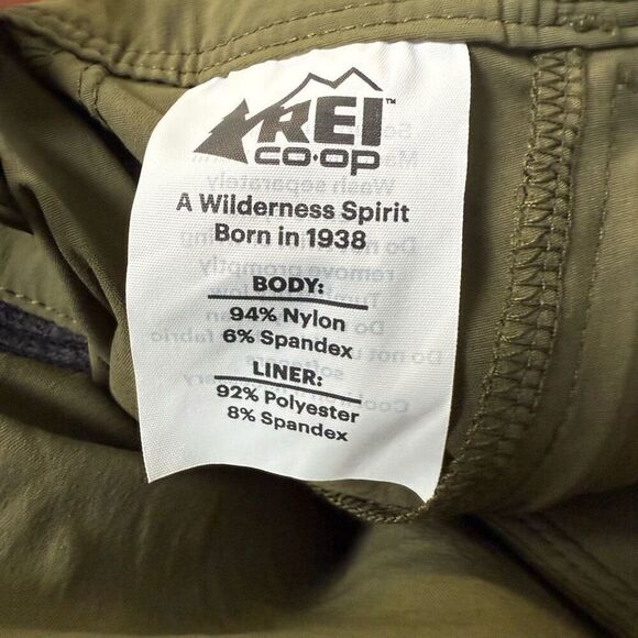 REI Co Op Mens Size 1X Outdoor Athletic Nylon Cargo Shorts Olive Green NWT - Picture 5 of 9